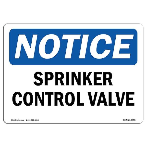 Safety Sign, OSHA Notice, 3.5" Height, Sprinkler Control Valve Sign, Landscape, 10PK